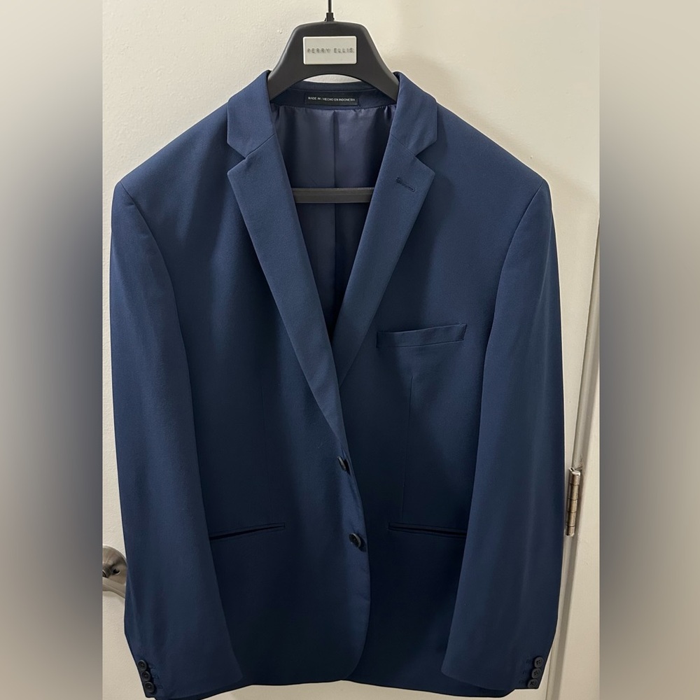 Perry Ellis Premium Slim Fit Stretch Tech Suit Blue 44R